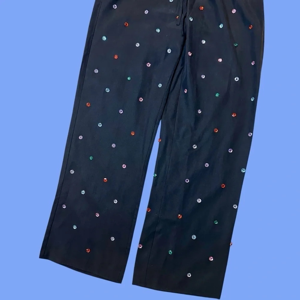 NWT Hill House ‘The Jewel Jammie Pant’ in “Black with Multicolored Crystals” XS